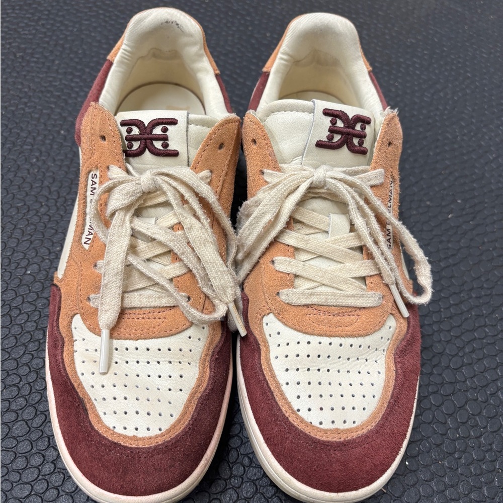 Sam Edelman Harper Cream and Tan Sneakers, 8.5
